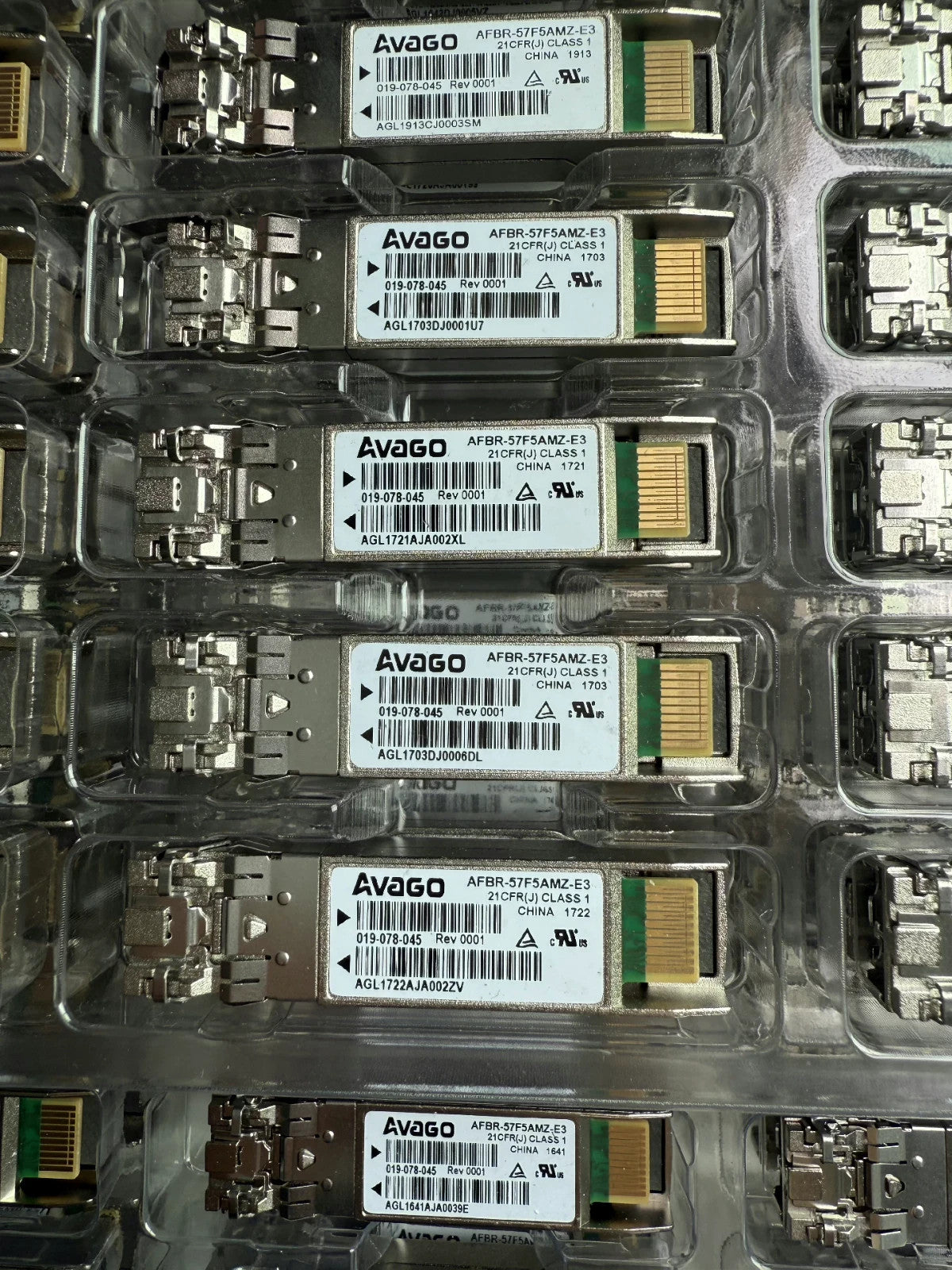 LOT OF 20 Avago AFBR-57F5AMZ-E3 16 Gbps Fibre Channel SFP PN: 019-078-045
