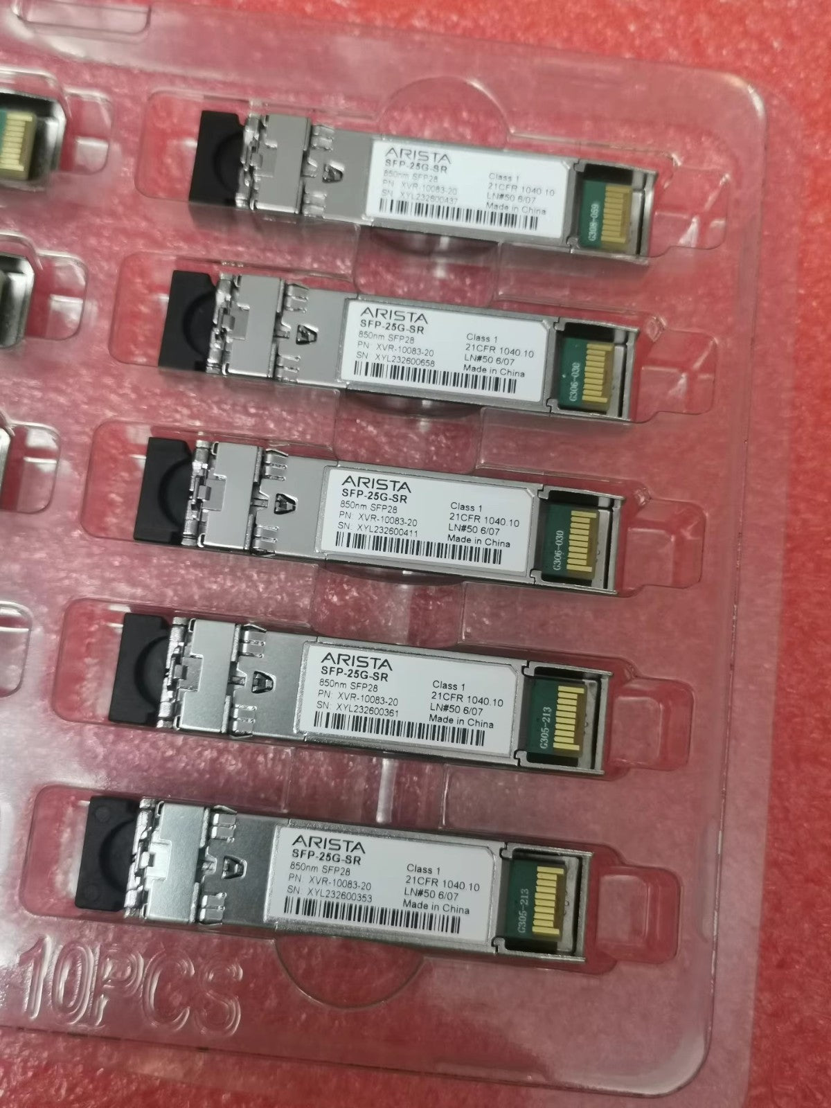 2pcs Arista XVR-10083-20 SFP-25G-SR 25GBASE-SR SFP28 SR 850nm LC MMF