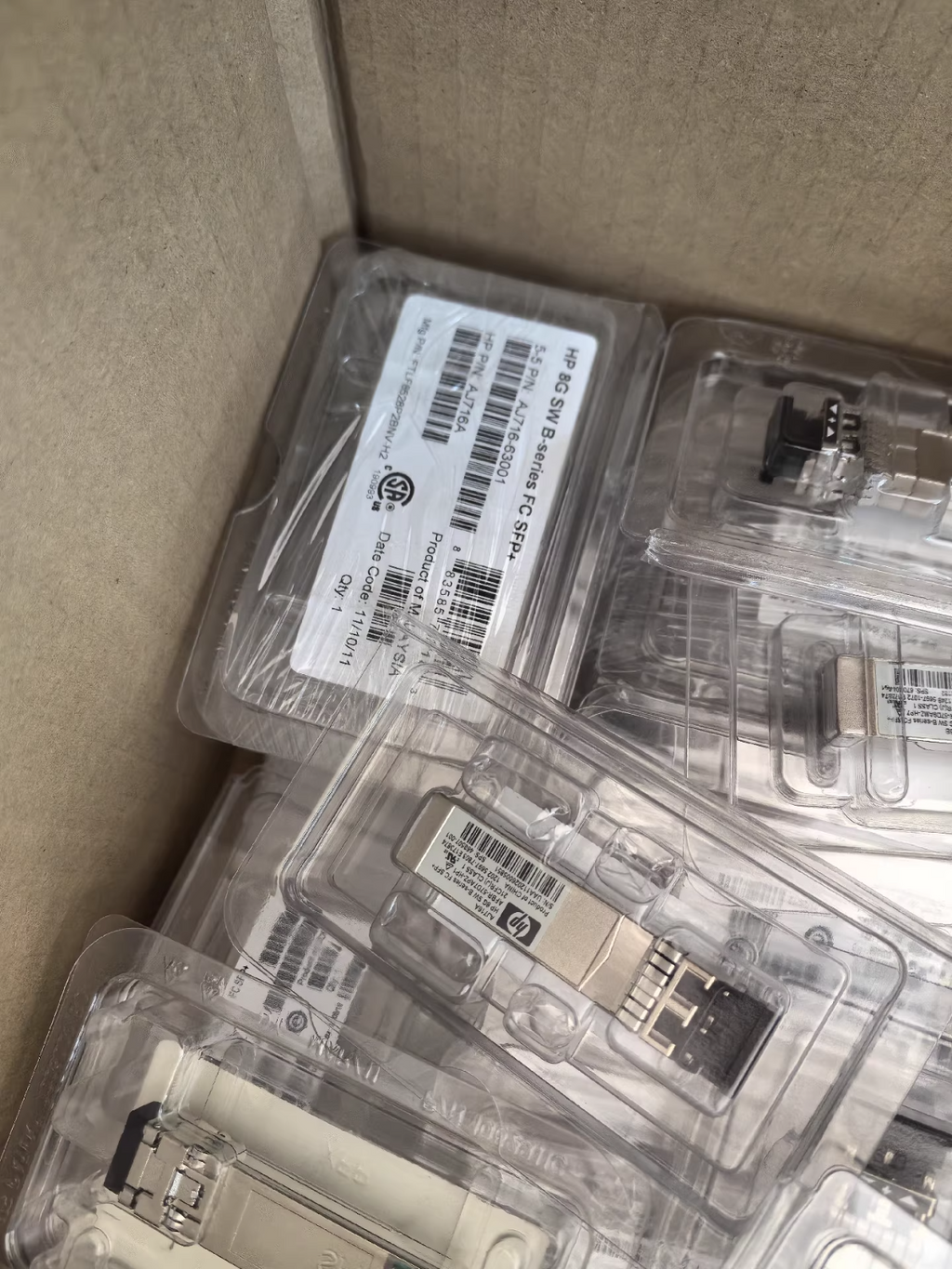 Lot of 4 Genuine HP AJ716B AJ716B-63001 8Gb SW FC SFP+ | AJ716A   Transceiver