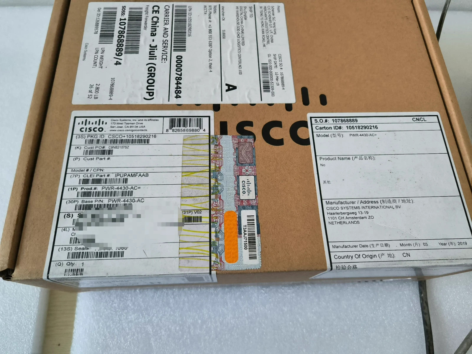 1pc New Orginal Cisco PWR-4430-AC AC Power Supply for ISR 4430 341-0653-01 Fedex