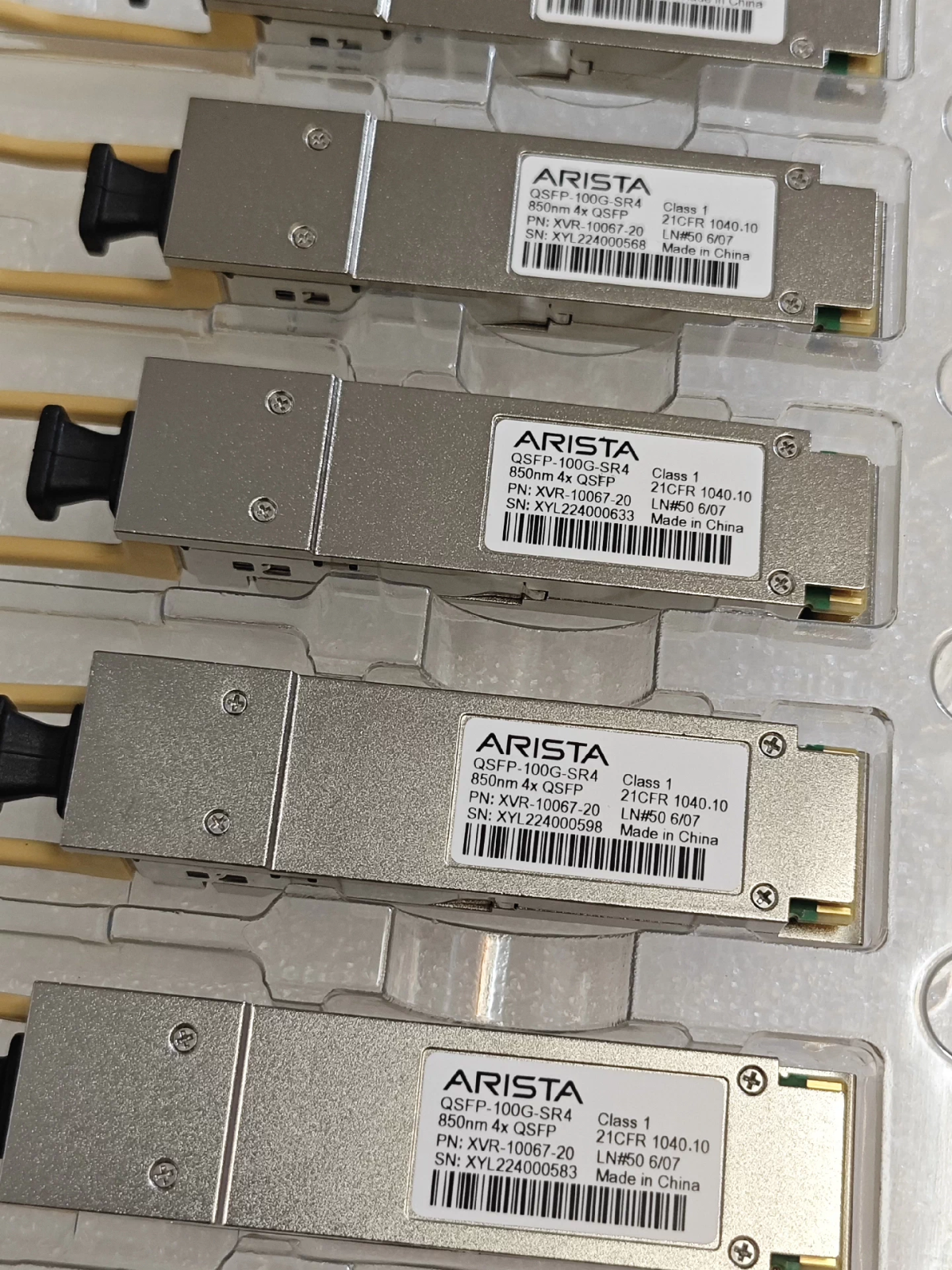 Arista QSFP-100G-SR4 850nm 4x 100G Transceiver Module P/N XVR-10067-20 1PCS