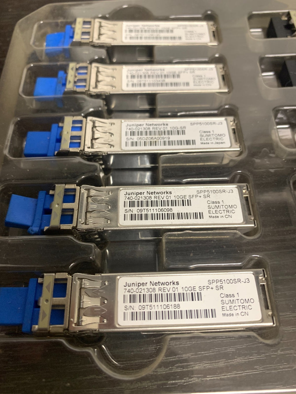 Lot of 2 Juniper SRX-SFP-10GE-SR 10GE 740-021308 SFP-10GE-SR 850nm 300m over MMF