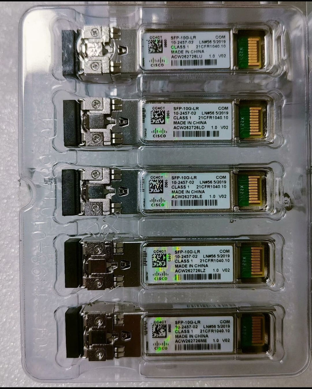 1 unidad Transceptor Cisco SFP-10G-LR 10-2457-02 10GBase-LR SFP+ 10Gbps 1310nm LR