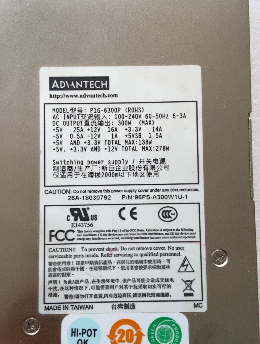 1PC Advantech P1G-6300P Power Supply TESTED ＆ FAST SHIP