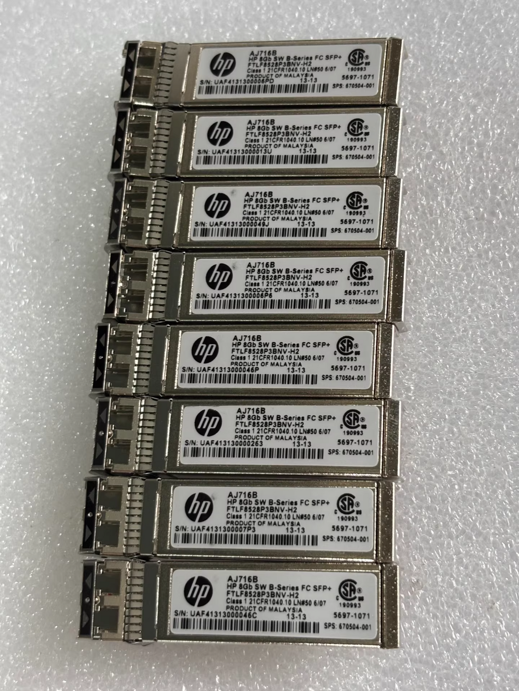 10PCS HP AJ716B AJ716B-63001 Transceptor SFP+ FC de la serie B SW de 8 Gb