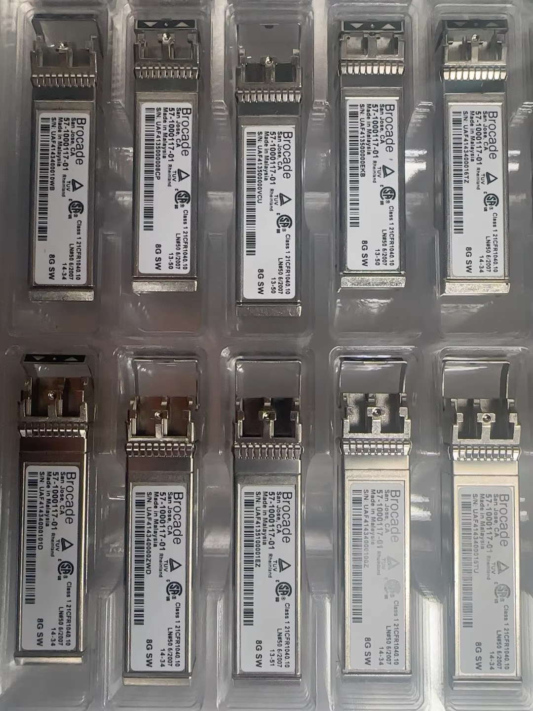 10pcs Brocade 57-1000117-01 8GB FC 850nm SW SFP+ Fiber Optic Transceiver