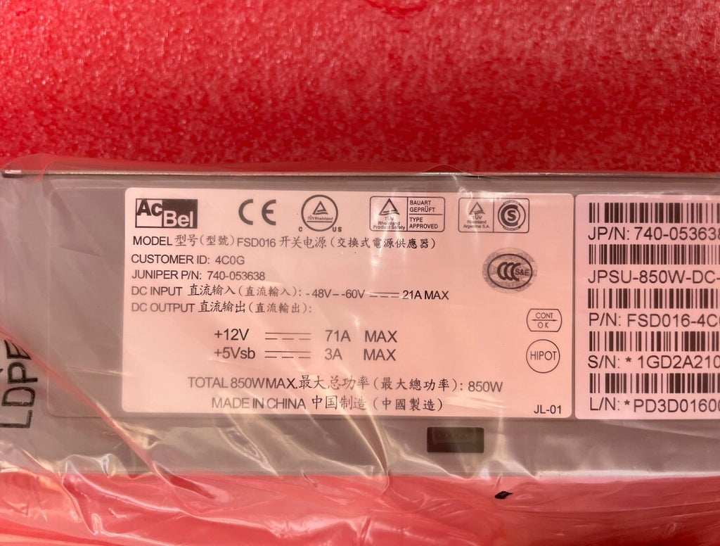 Fuente de alimentación Juniper JPSU-850W-DC-AFI 740-053638 para conmutador QFX5100 QFX5200