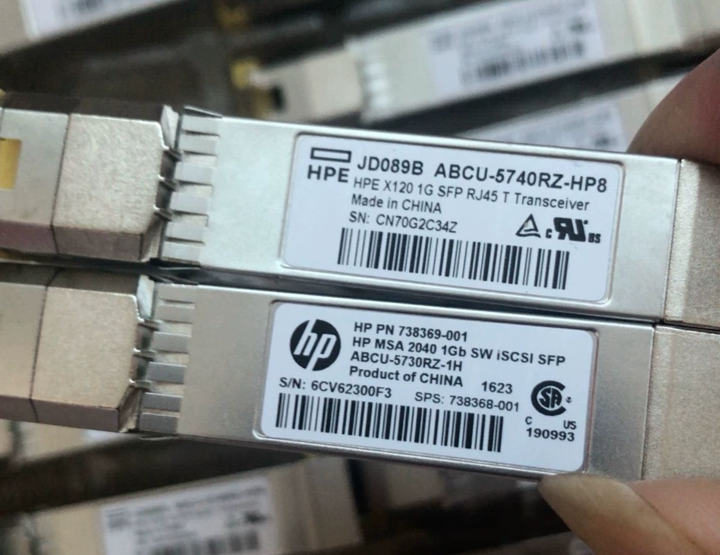 2 St. HP JD089B X120 1G SFP (RJ-45) 1000BASE-T Transceiver-Modul ABCU-5740RZ-HP8