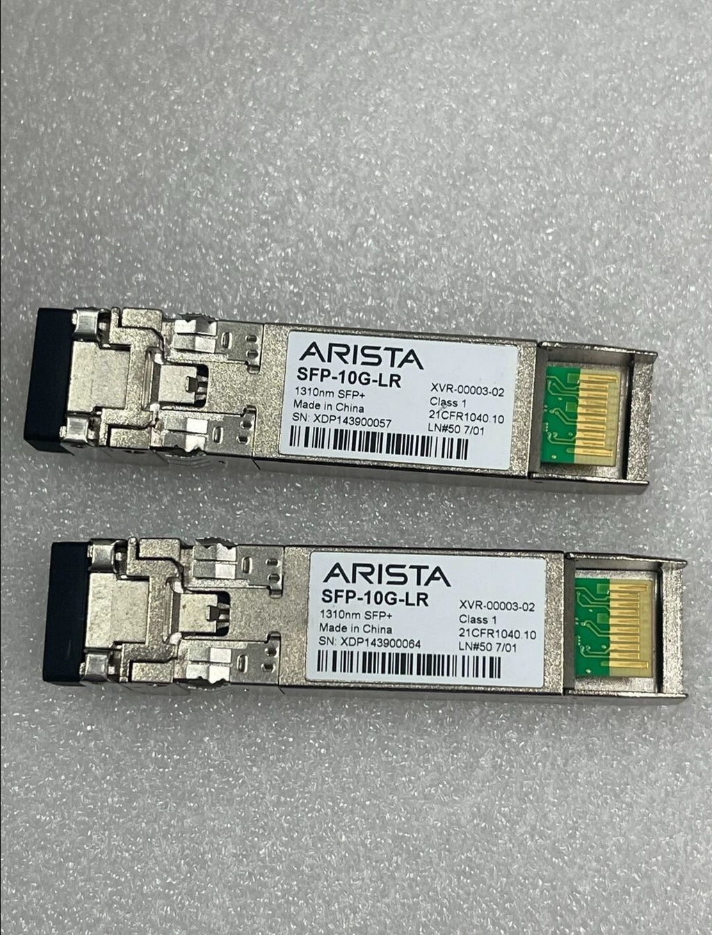 Lot of 2 Arista SFP-10G-LR 10GBASE-LR 1310nm SFP+ Fiber Transceiver XVR-00003-02