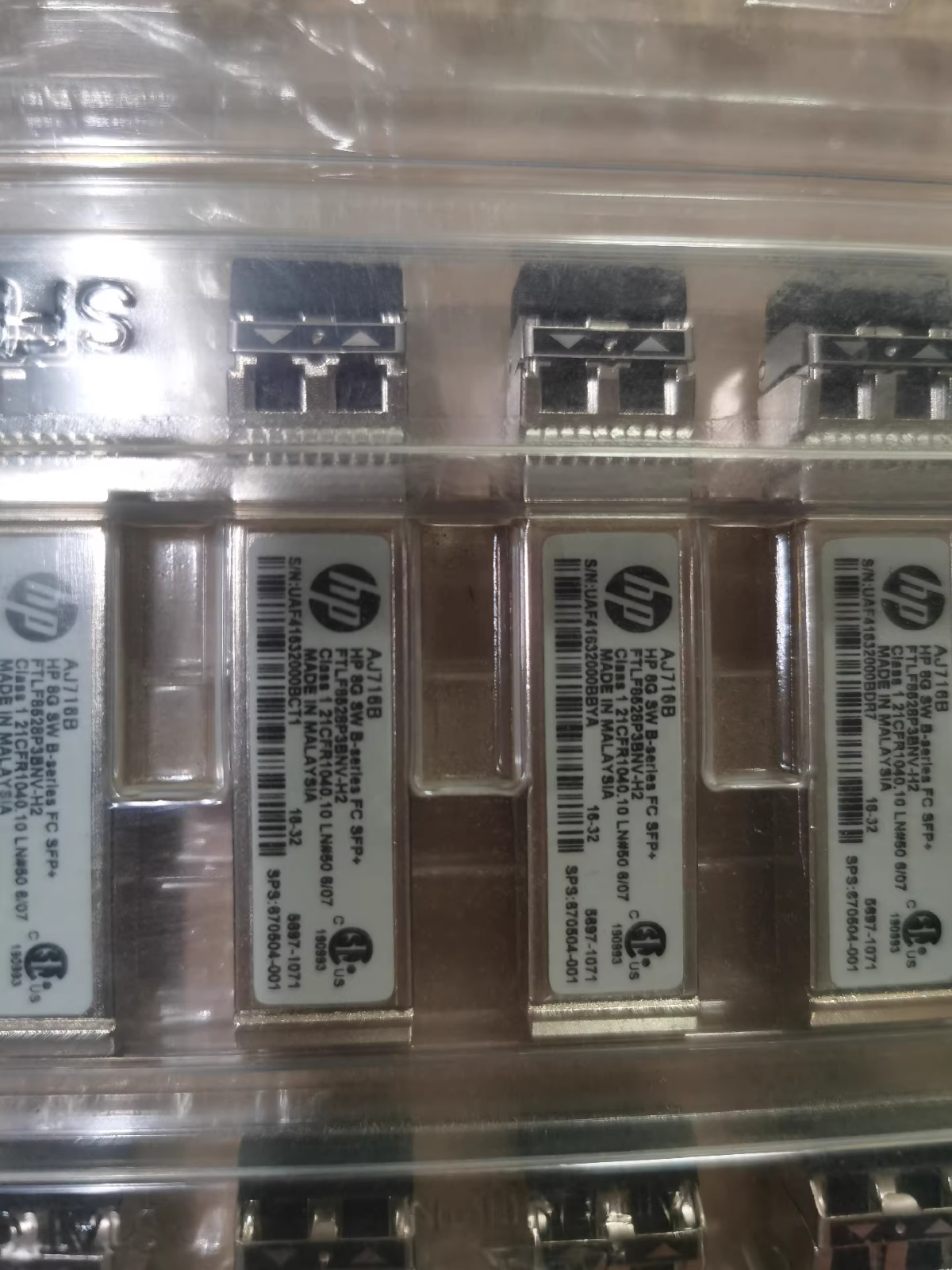 Lot of 4 Genuine HP AJ716B AJ716B-63001 8Gb SW FC SFP+ | AJ716A   Transceiver