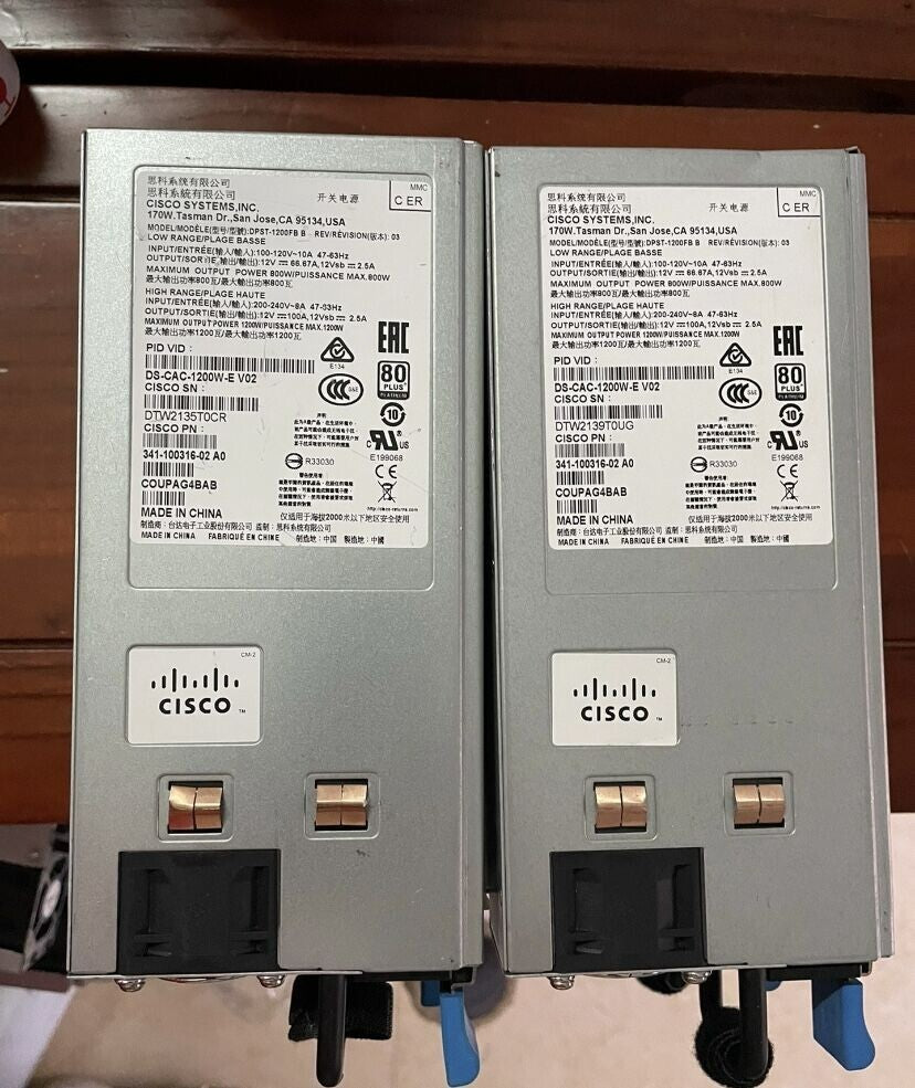 Fuente de alimentación Cisco DS-CAC-1200W-E 341-100316-02 para MDS 9396S