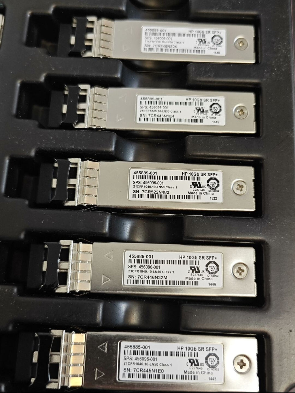 5 St. HP 10Gb SR SFP+ 10GBASE-SR 455885-001 10Gigabit 456096-001 Transceiver