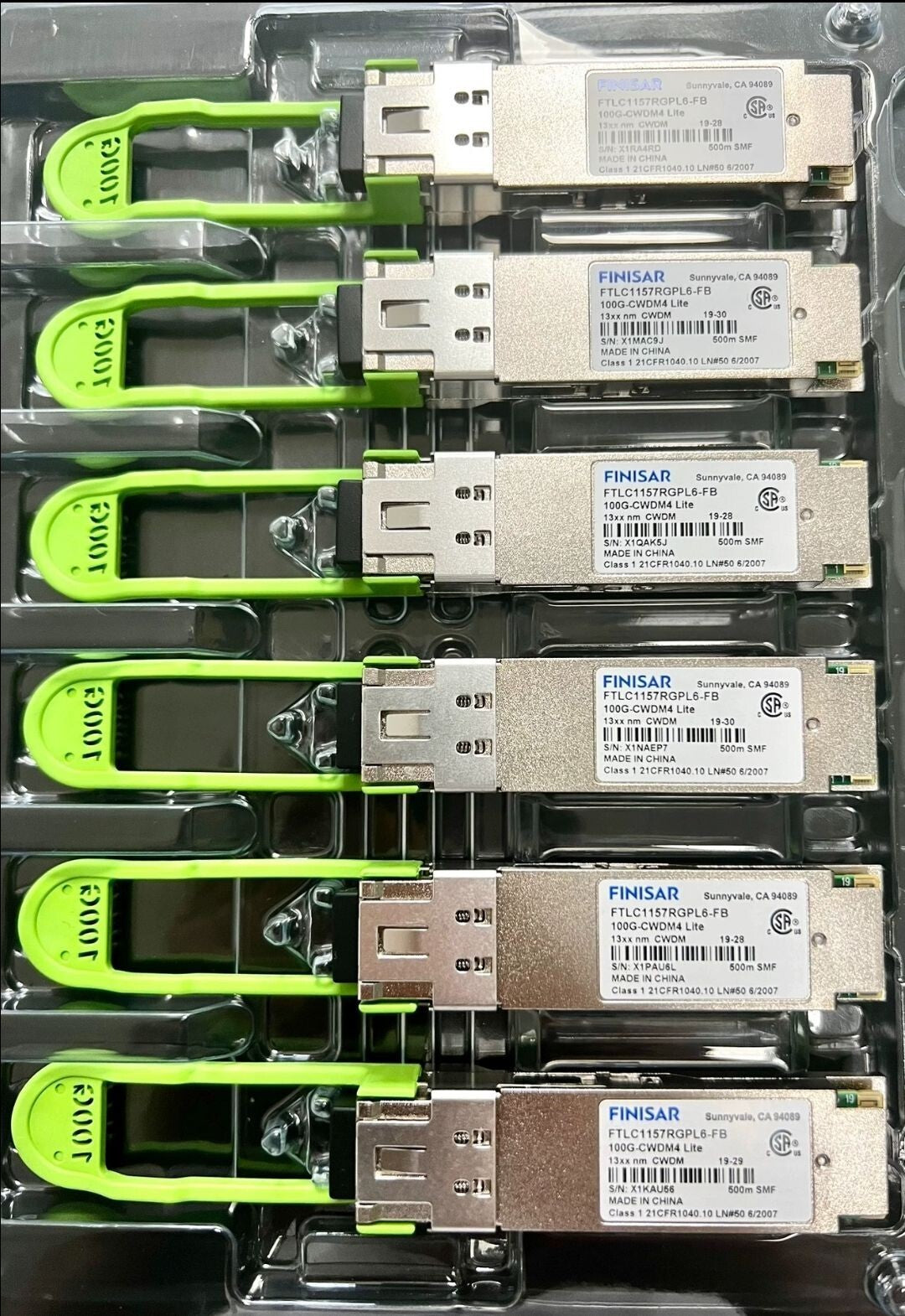 Finisar FTLC1157RGPL6-FB 100G-CWDM4 100G 13xxnm 500m SMF QSFP28 Transceiver 1pcs