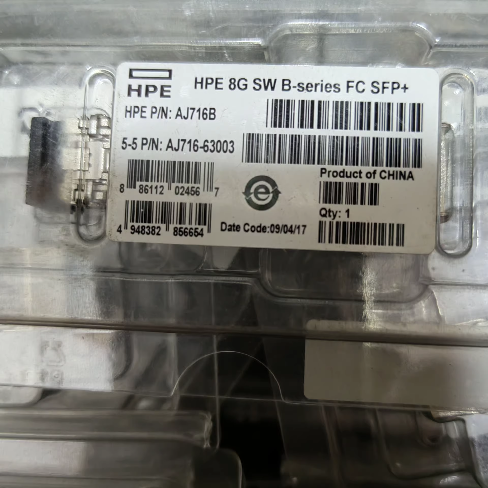 Lot of 4 Genuine HP AJ716B AJ716B-63001 8Gb SW FC SFP+ | AJ716A   Transceiver