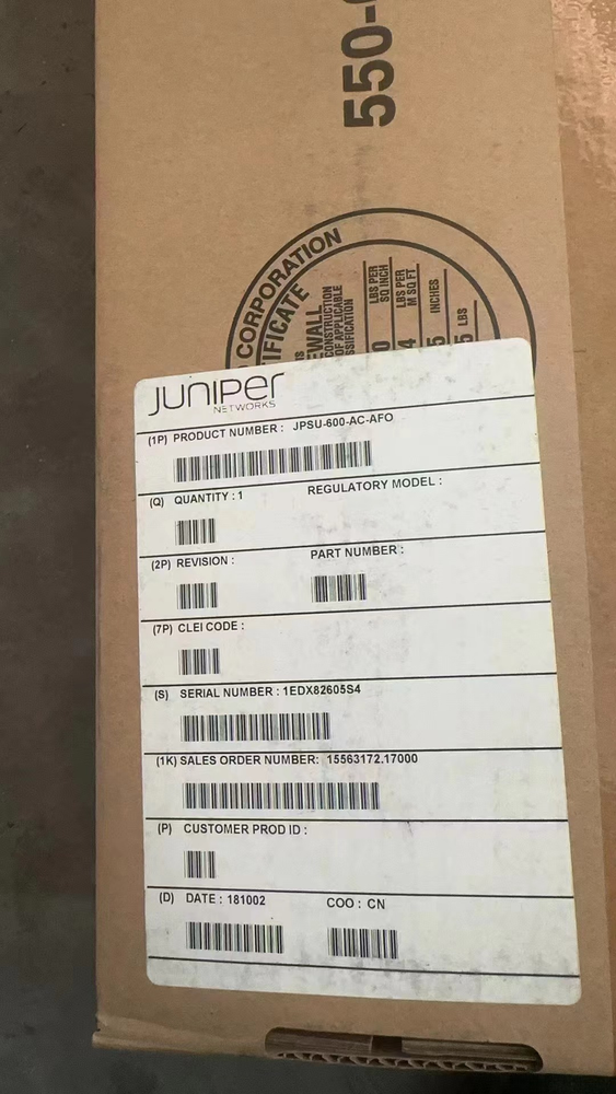 JPSU-600-AC-AFO Fuente de alimentación de CA de 600 W Juniper EX3400 Flujo de aire de adelante hacia atrás