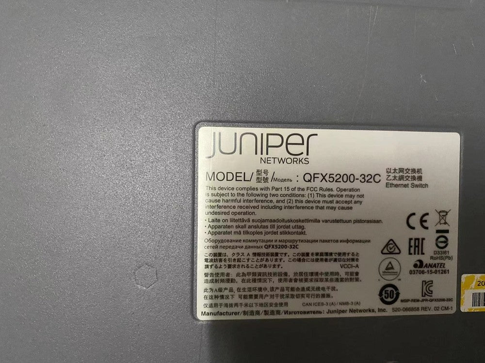 Juniper QFX5200-32C-AFI 32x 10/25/40/50/100GbE QSFP+ Ethernet Switch with Power