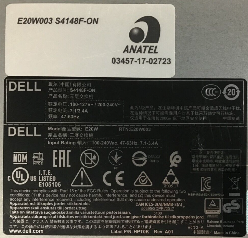 Dell EMC S4148F-ON 48x 10GbE SFP+, 2x40 GbE QSFP+, 4x 100 GbE QSFP28 Ports