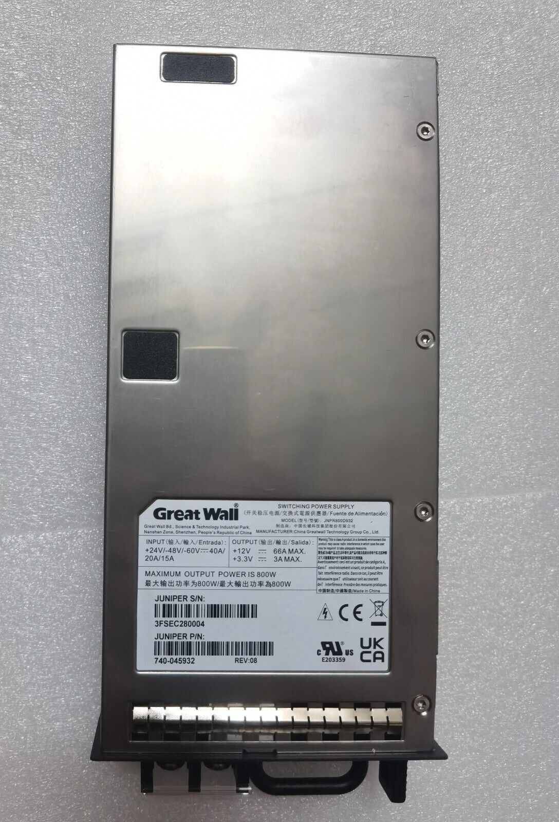 Fuente de alimentación de CC original Juniper PWR-MX104-DC-S 740-045932 MX104 para MX104 PSU