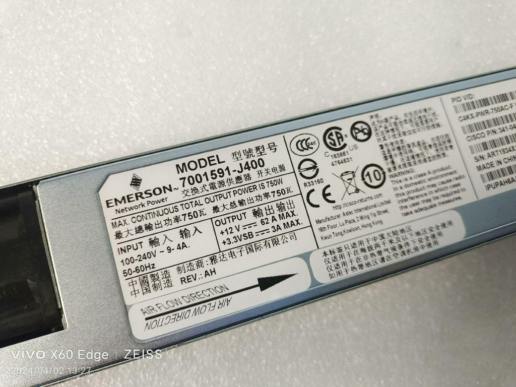 1PC CISCO C4KX-PWR-750AC-F 750W AC Power Supply for Catalyst 4500-X Switch