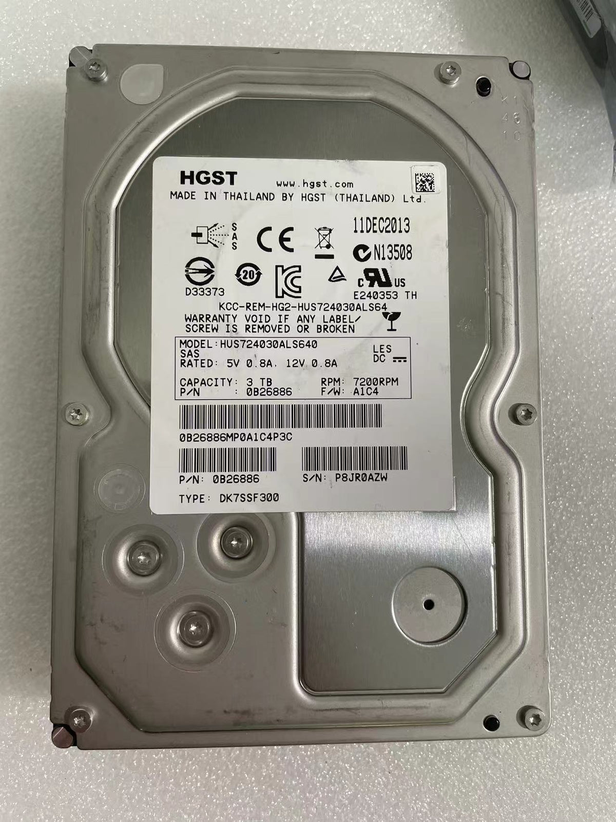 1 PCS HGST 3TB SAS 3.5" Hitachi HUS724030ALS640 0B26886 SAS Server HDD