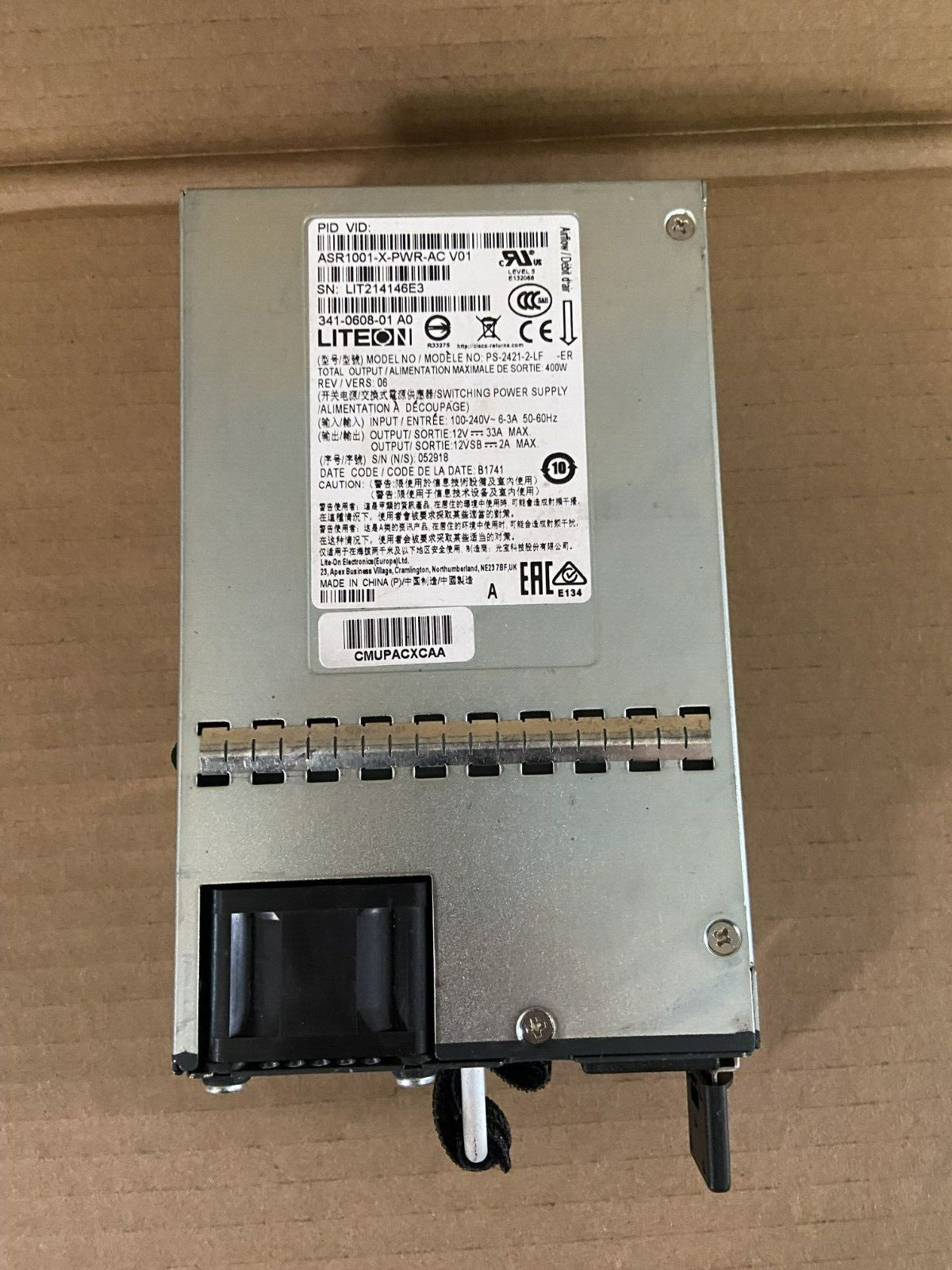 Cisco ASR1001-X-PWR-AC 341-0608-01 Fuente de alimentación de CA para router ASR1001-X buen estado