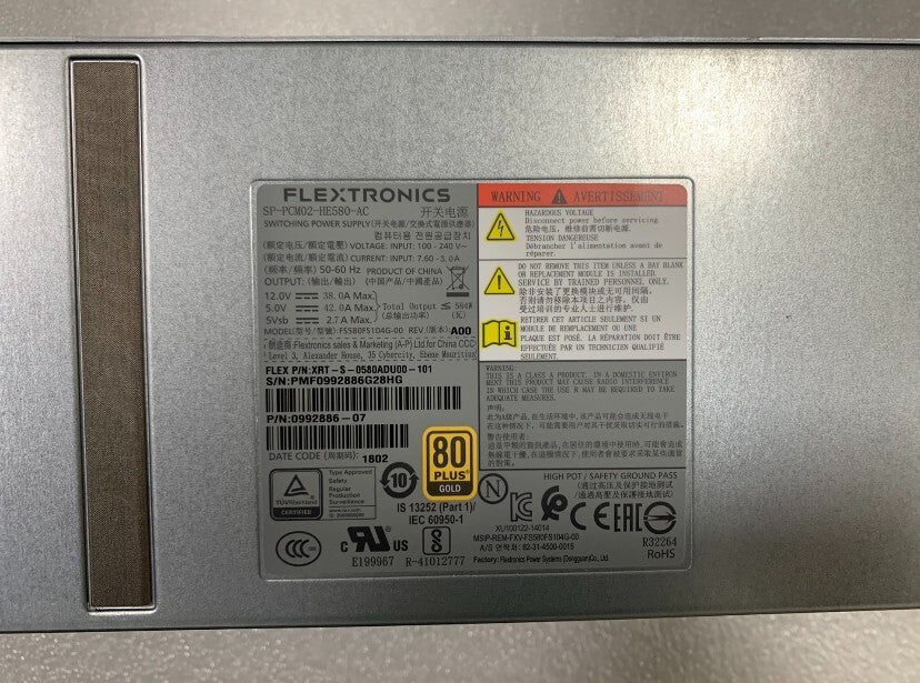 FUENTE DE ALIMENTACIÓN ORIGINAL DELL PSU 580W 0VMRF 3PD98 02JH897 SP-PCM02-HE580-AC-DELL