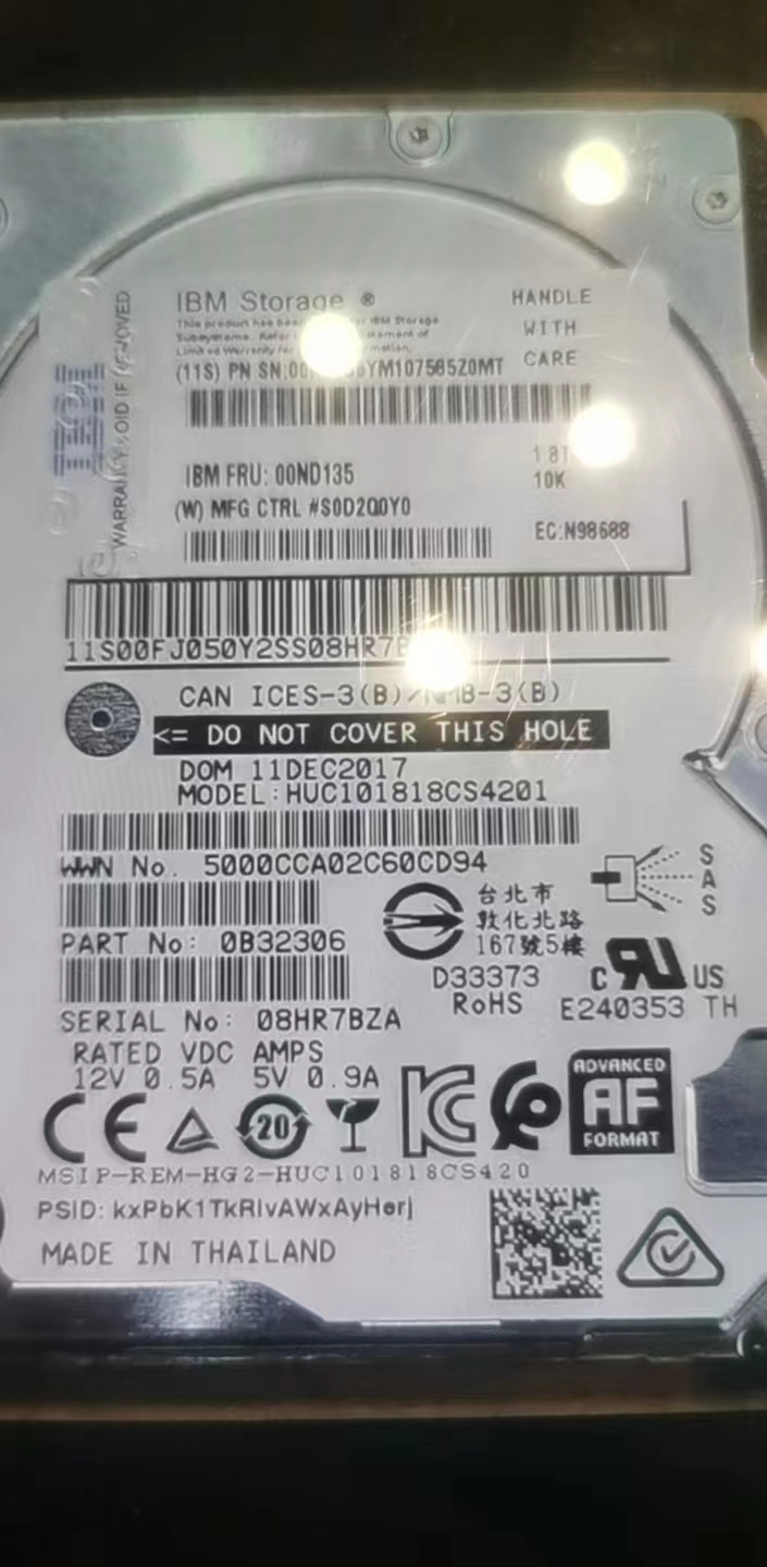 00ND135 00ND136 IBM 1.8TB 10K 12G SAS 2.5 SFF HOT-SWAP FÜR DS8880 FESTPLATTE HDD
