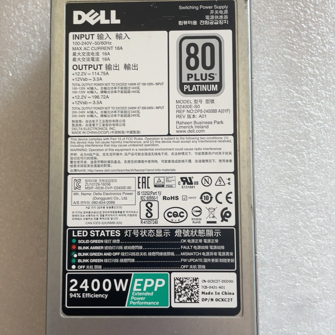 Fuente de alimentación conmutada DELL 0cxc2t D2400E-S2 DPS-2400BB 2400W PARA 0KKP69