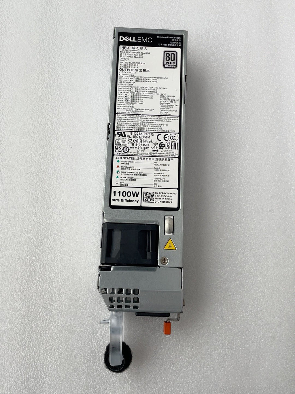Fuente de alimentación Dell L1100E-S2 PS-2112-16D 0FR0KX de 1100W para R6525, R650, R7525, R750