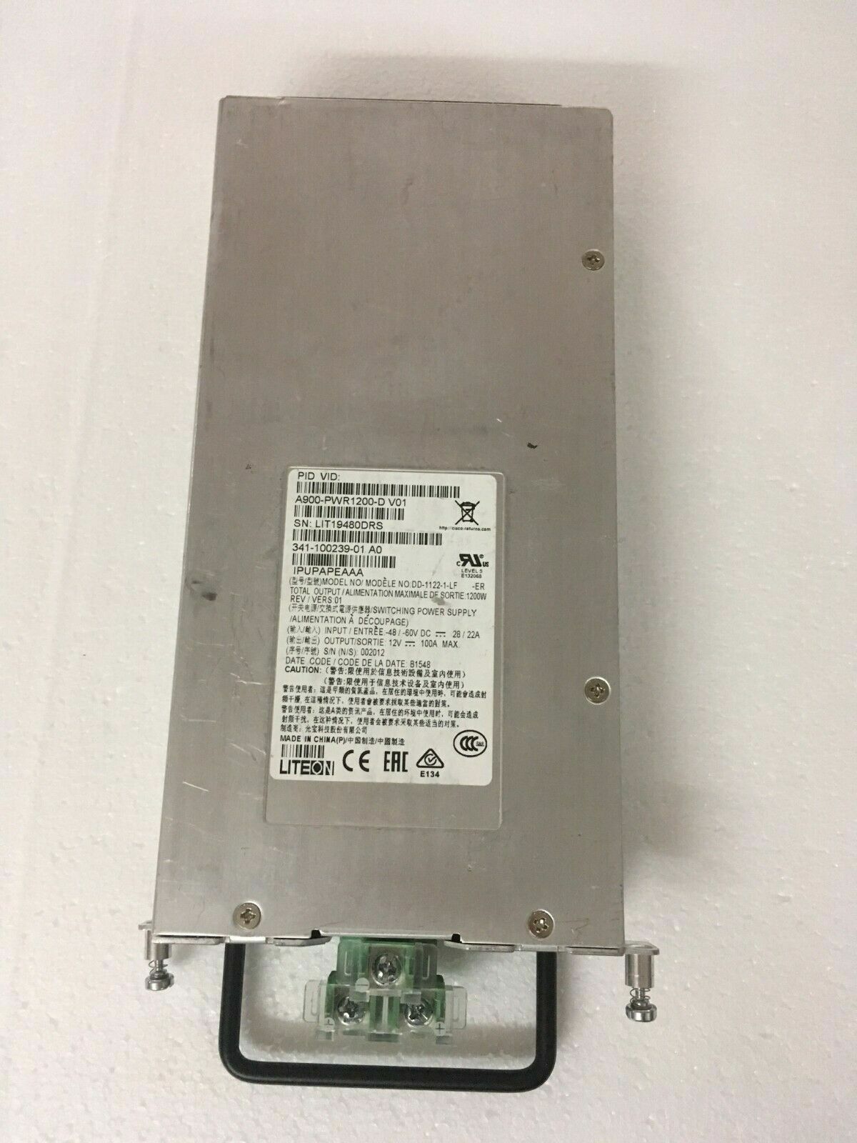 Cisco A900-PWR1200-D 341-100239 Fuente de alimentación de CC de 1200 W para ASR907/ASR903 Probado