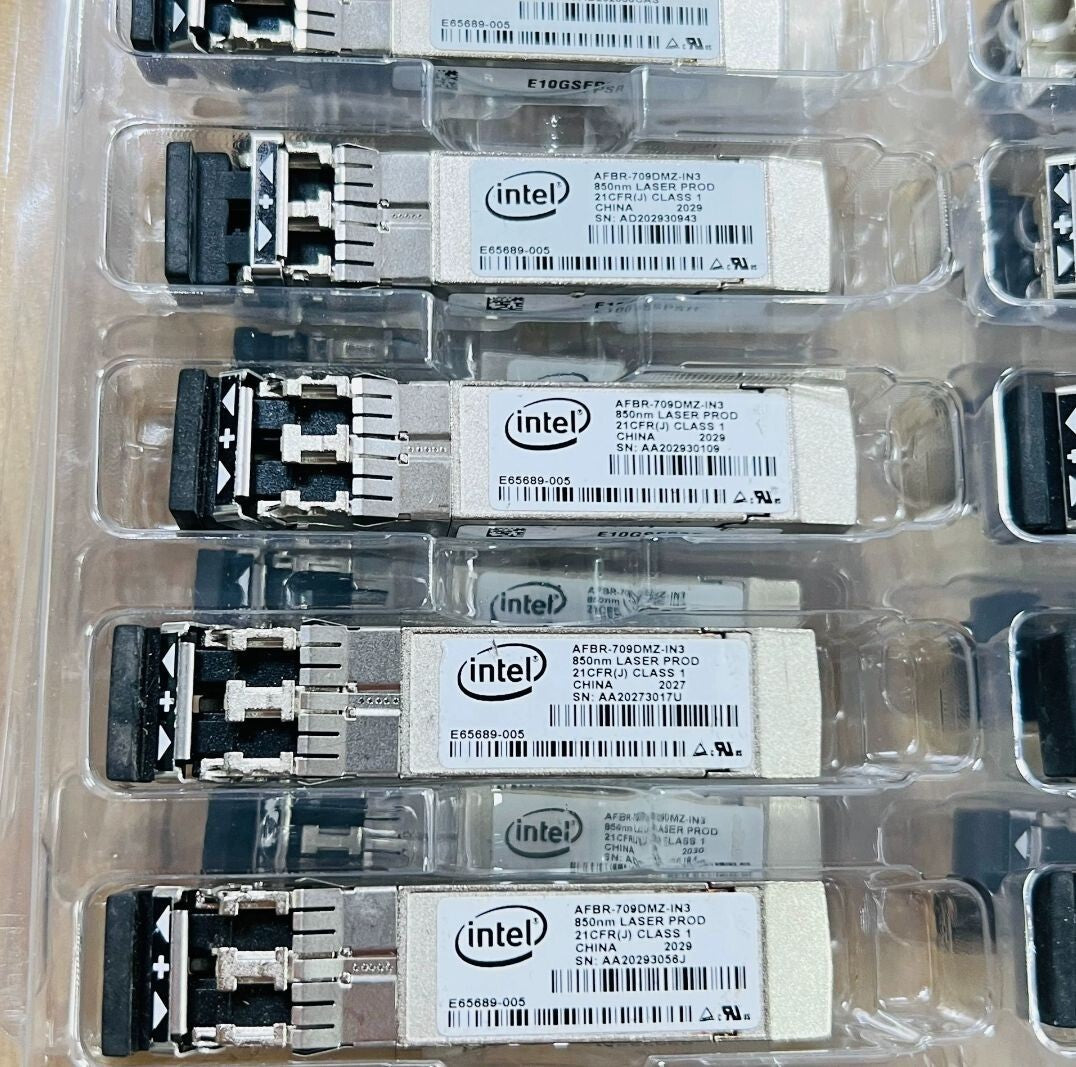 10 unidades Intel AFBR-709DMZ-IN3 SFP-10G-SR E65689-005 Transceptor de fibra óptica