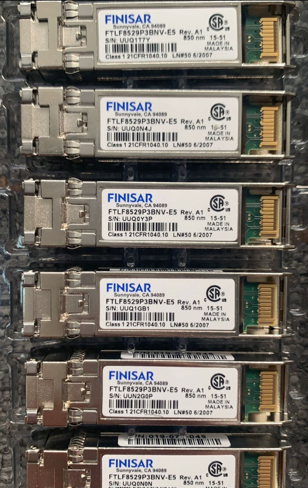 2pcs Finisar FTLF8529P3BNV-E5 16Gb SFP+ 100m SW Fiber Channel 019-078-042 Module