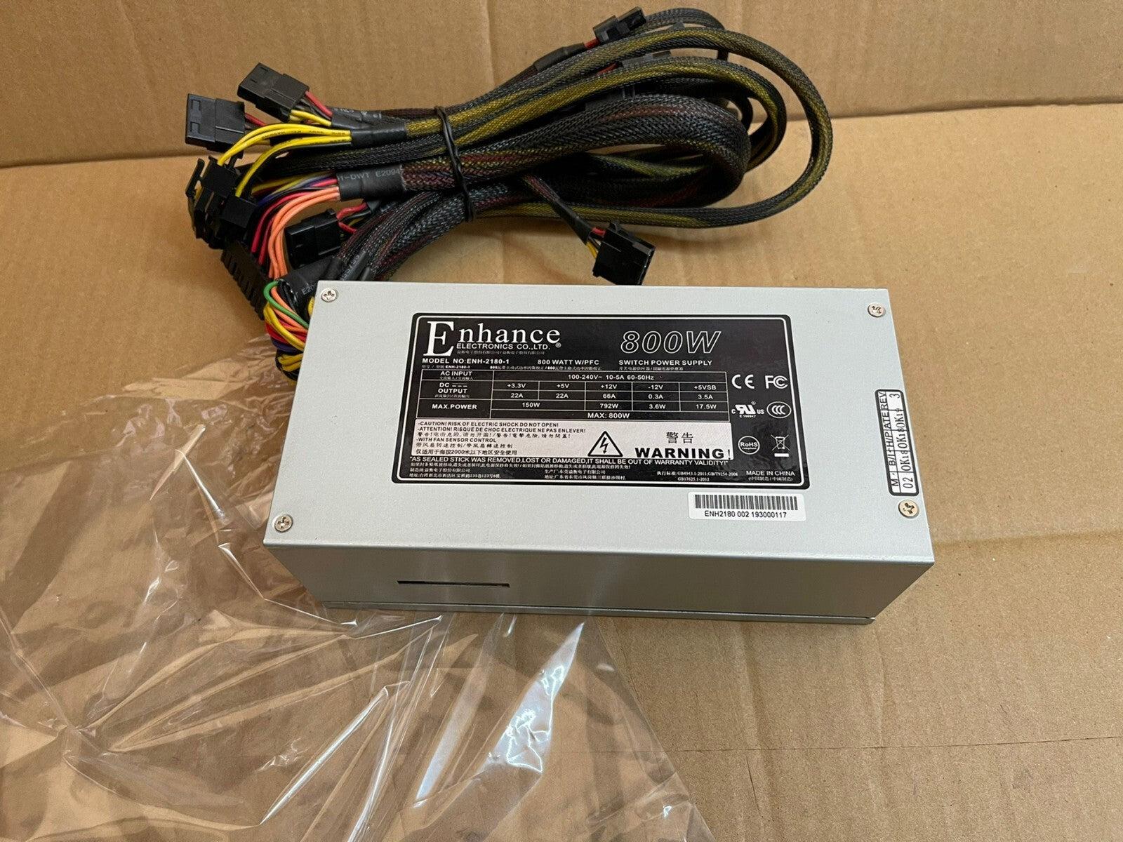 Fuente de alimentación mejorada para servidor 2U ENH-2180 800W PFC probada