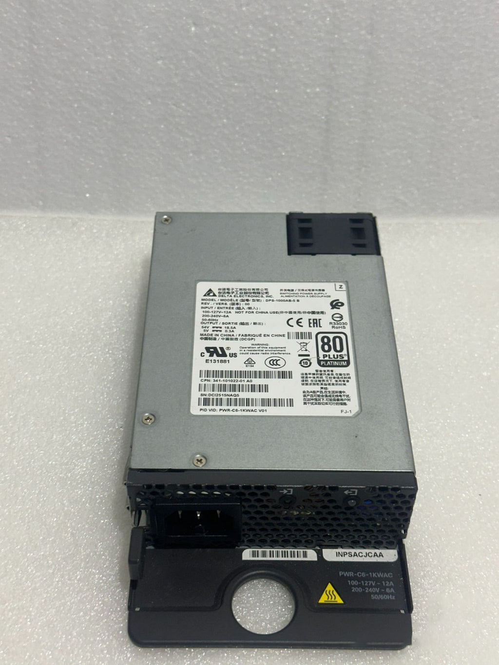 1 Unidad Fuente de alimentación Cisco PWR-C6-1KWAC para Cisco Catalyst C9200-48p Probado