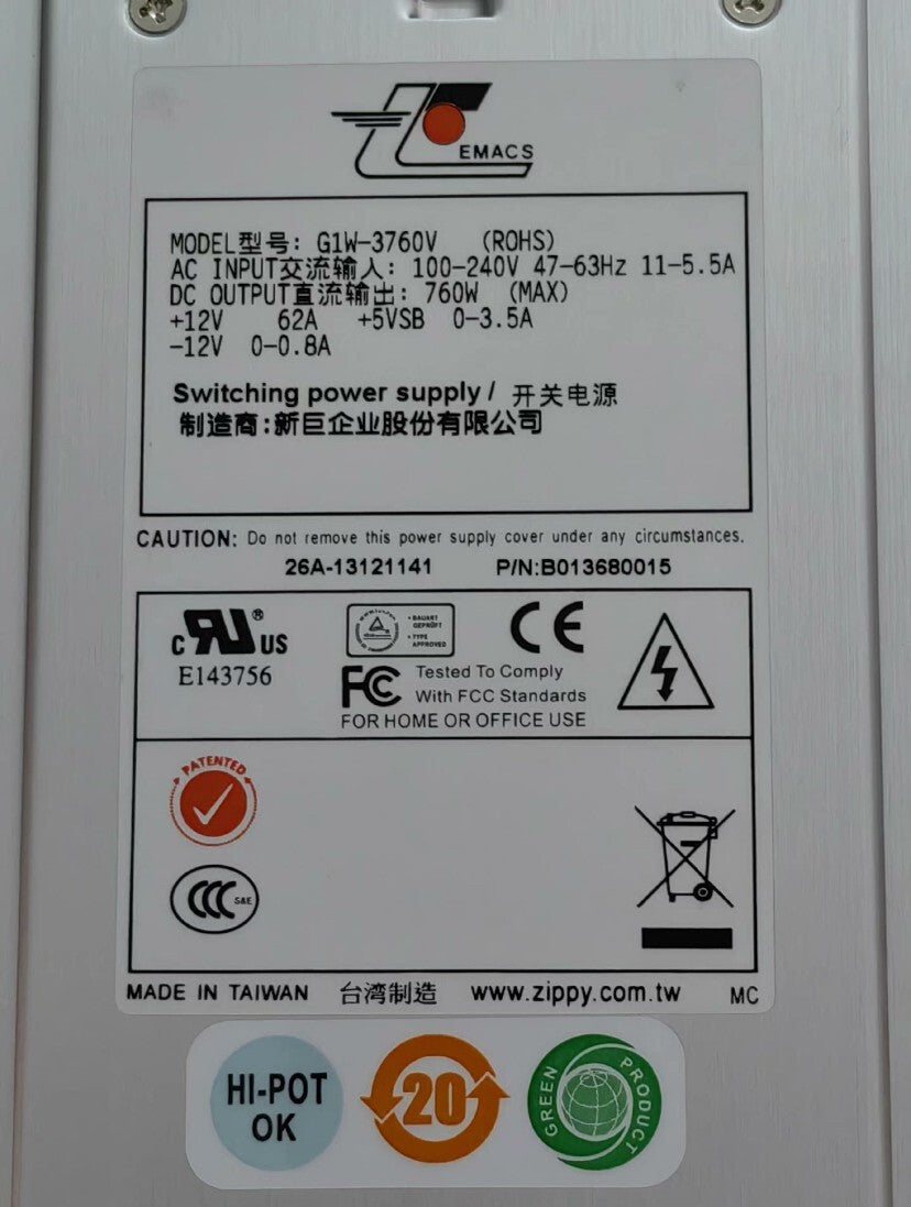 Módulo de fuente de alimentación conmutada Emacs G1W-3760V 760W
