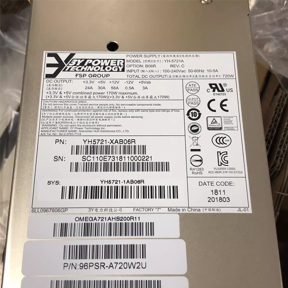 1pcs 3Y YH-5721 YH-5721XAB06R 720w Power Cage 96PSR-A720W2U W/2*PSU