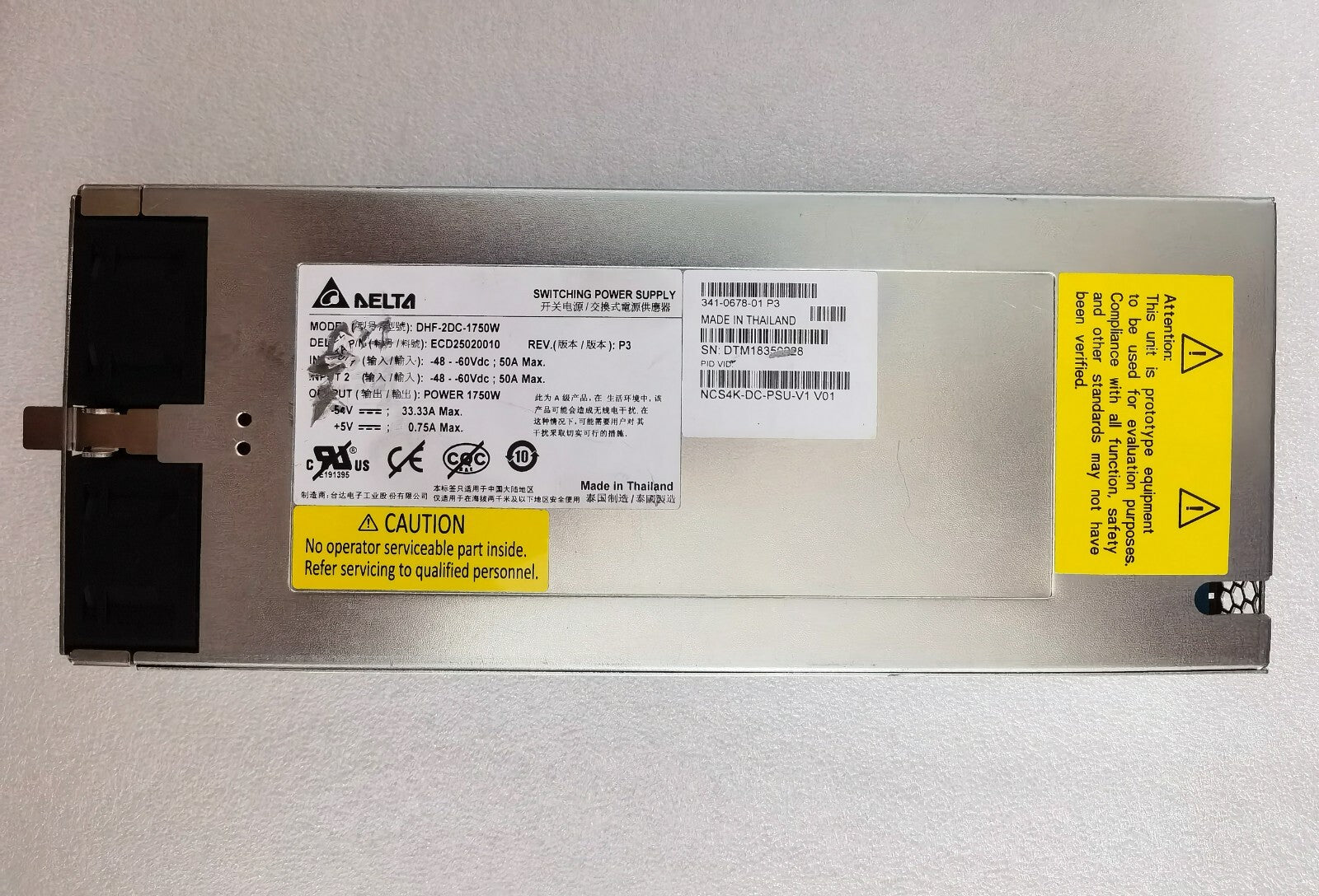 Fuente de alimentación de CC Cisco NCS4K-DC-PSU-V1 341-0678-01 DHF-2DC-1750W para NCS 4000