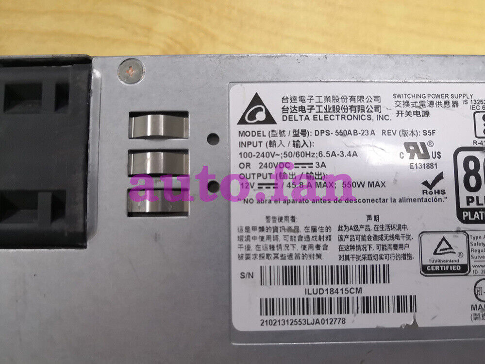 1 ud. Fuente de alimentación conmutada para servidor Delta DPS-550AB-23A original de 550 W, probada