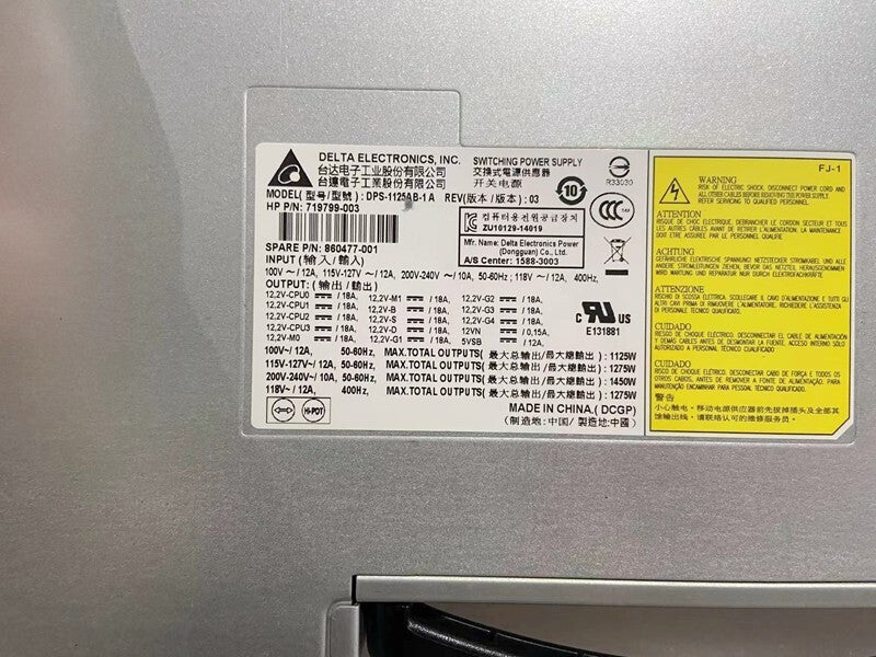 Fuente de alimentación HP Z840 Workstation 1125W DPS-1125AB-1 A 860477-001 719799-003