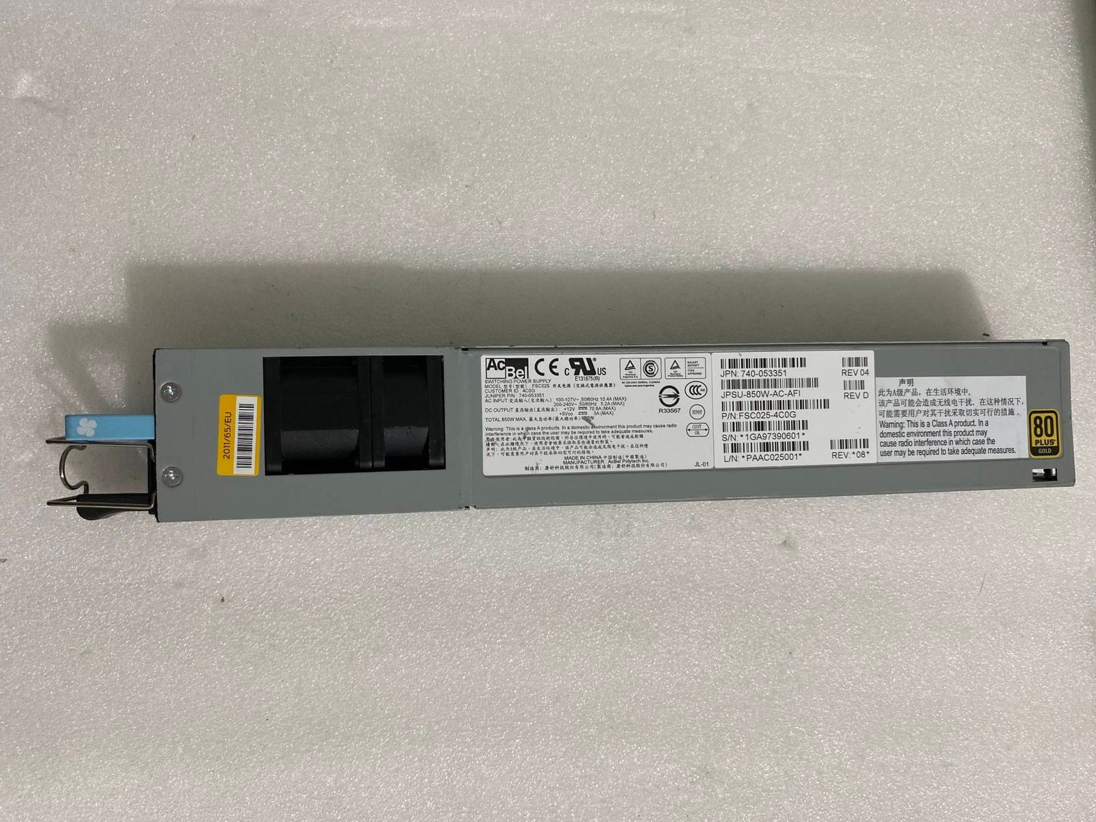 Fuente de alimentación Juniper JPSU-850W-AC-AFI 740-053351 EX4550/QFX3500/QFX5100