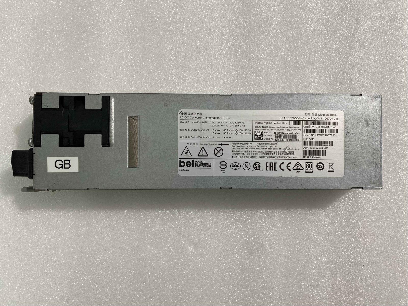 Cisco A9K-1600W-AC ASR 9900 Series Fuente de alimentación de CA de 1600 W para ASR-9001 probada