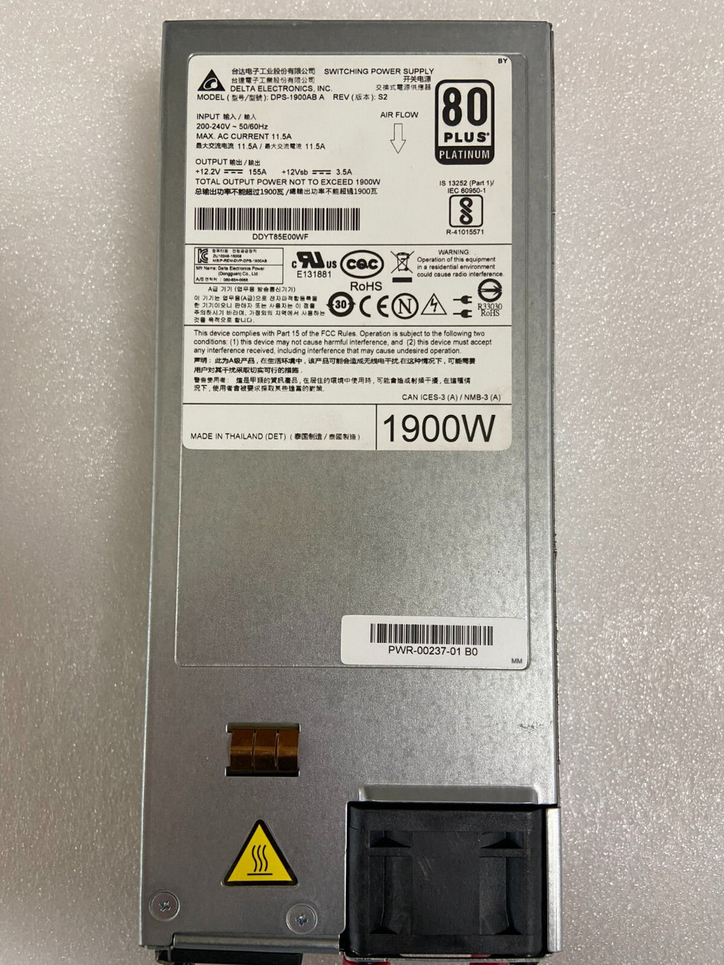 Arista DPS-1900AB 1900W AC-Netzteil PWR-00237-01 = (PWR-1900AC-F) Funktioniert einwandfrei