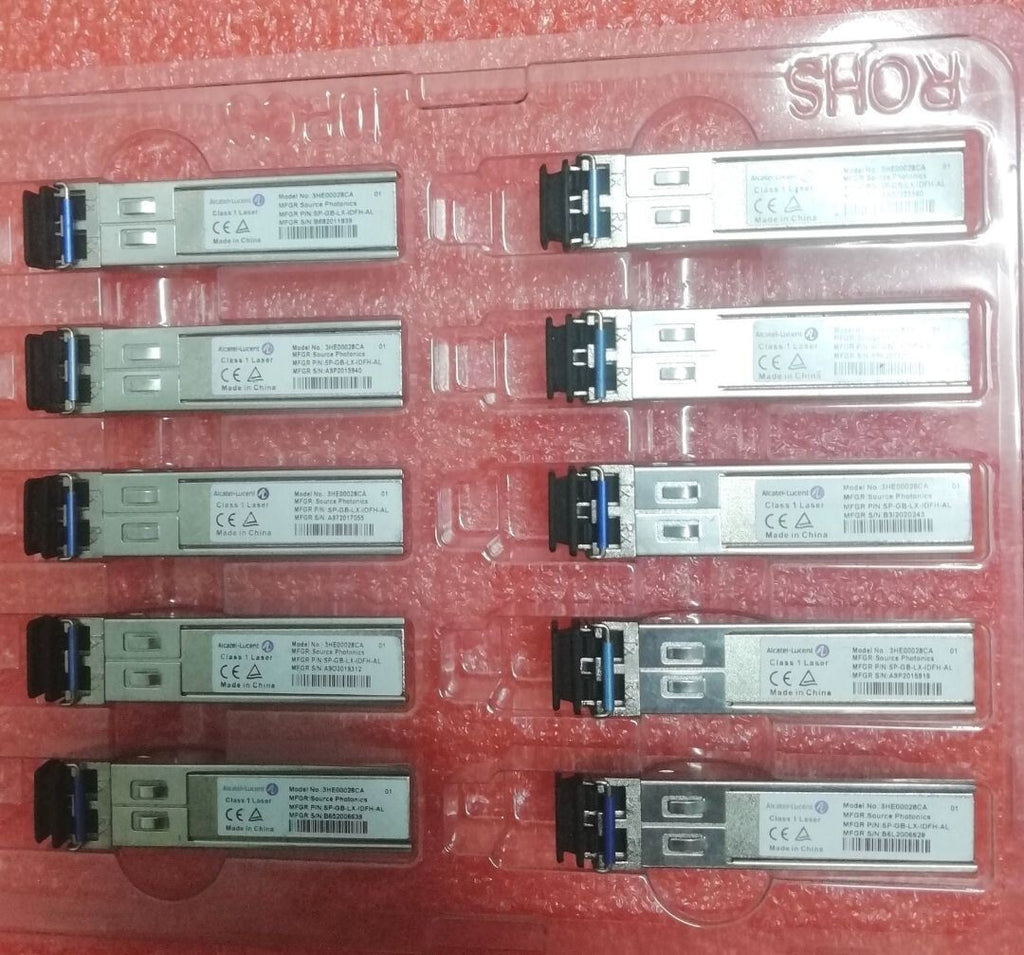 10 unidades de transceptor Alcatel-Lucent Source 3HE00028CA 1.25g 1310nm SP-GB-LX-IDFM-AL
