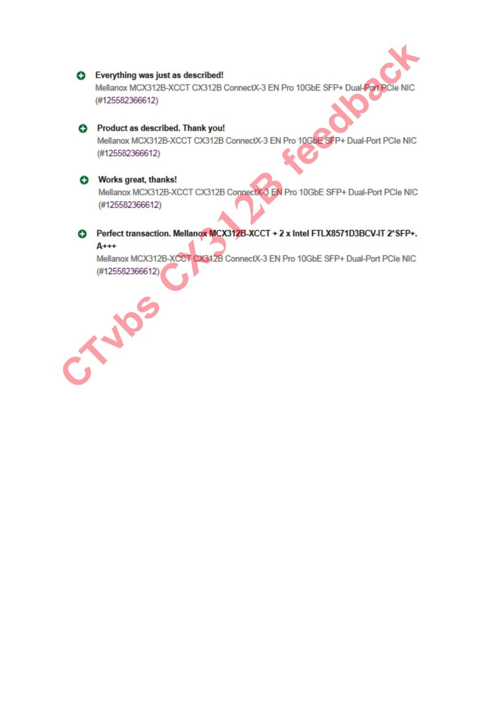 Mellanox MCX312B-XCCT CX312B ConnectX-3 EN Pro 10GbE SFP+ Dual-Port PCIe NIC