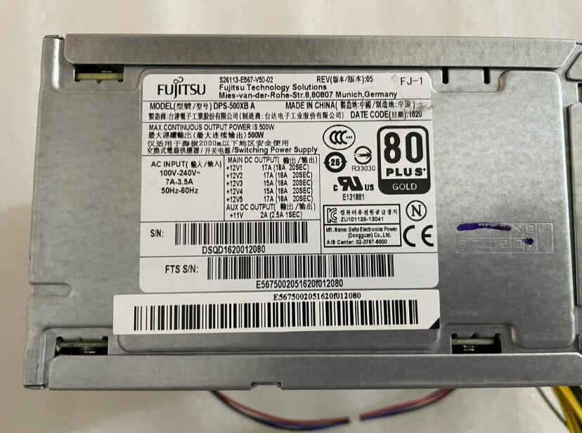 1 unidad Fujitsu S26113-E567-V50-02 DPS-500XB A fuente de alimentación de servidor 500W