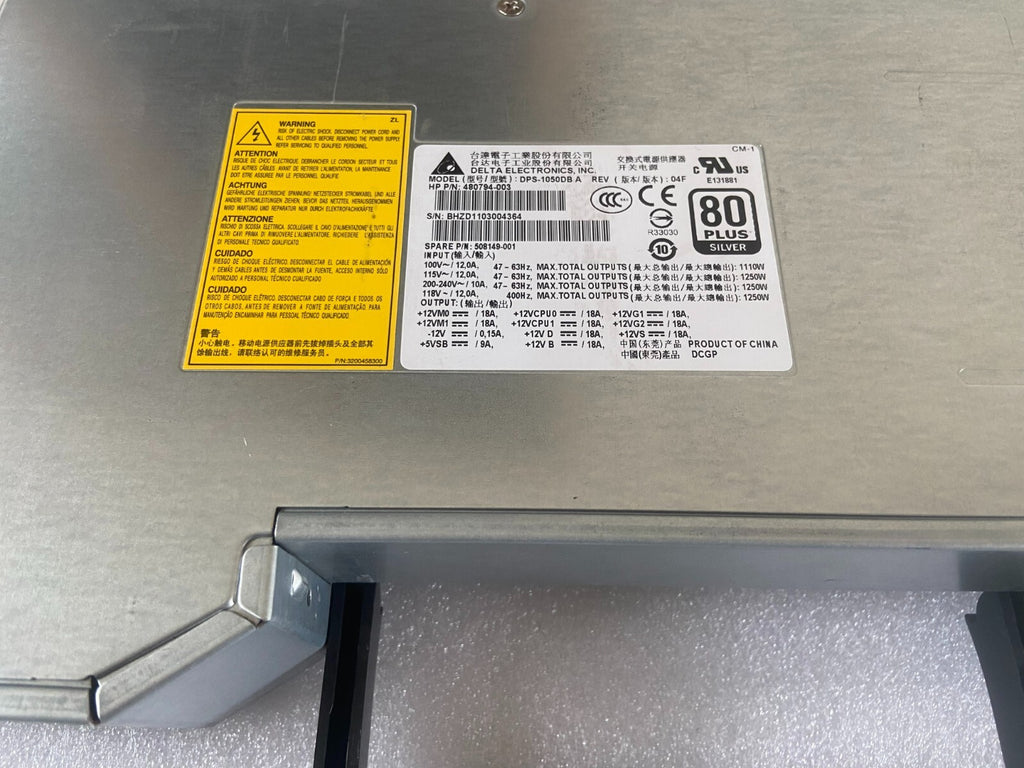 Fuente de alimentación HP Z800 1250W 508149-001 480794-002 / 003 DPS-1050DB A