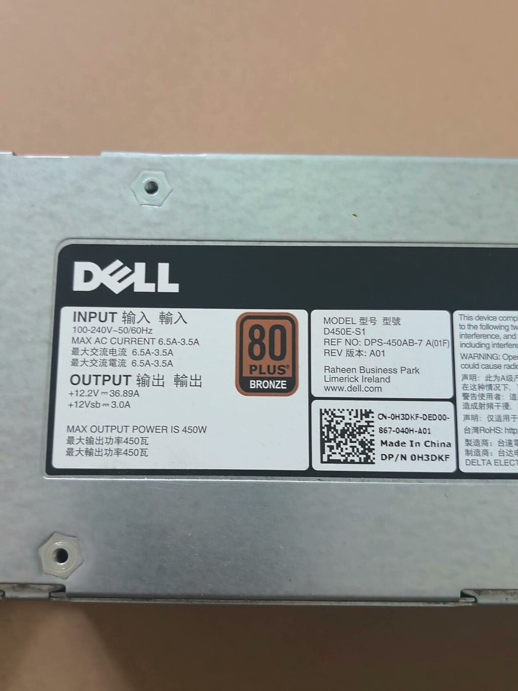 Fuente de alimentación Dell DPS-450AB-7 AC450E-S0 AC450E-S1 450W para PowerEdge T440 45FD1