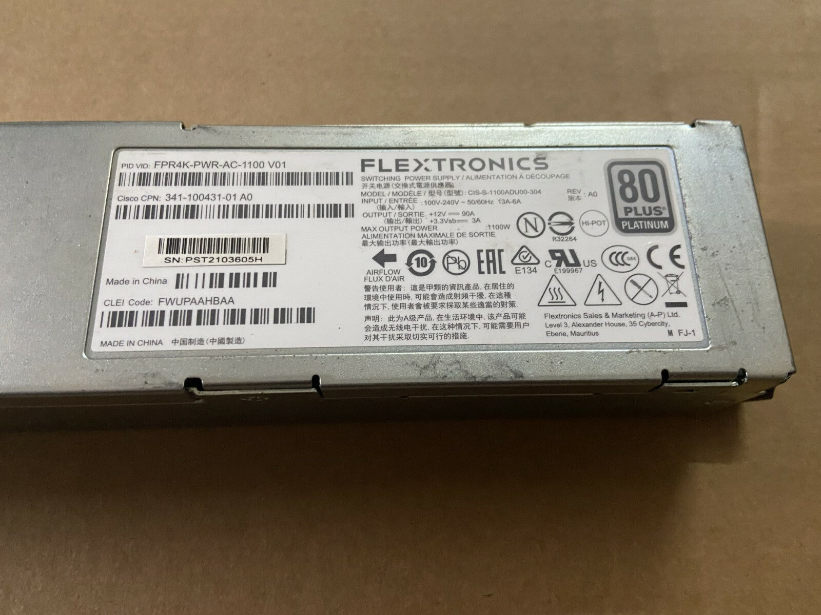 Fuente de alimentación original Cisco FPR4K-PWR-AC-1100 para FPR 4100 4200 Probado Garantía