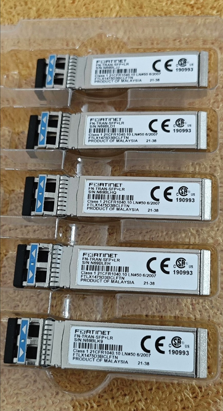10PCS Fortinet FN-TRAN-SFP+LR 10Gb 1310nm Canal de fibra óptica de 10km