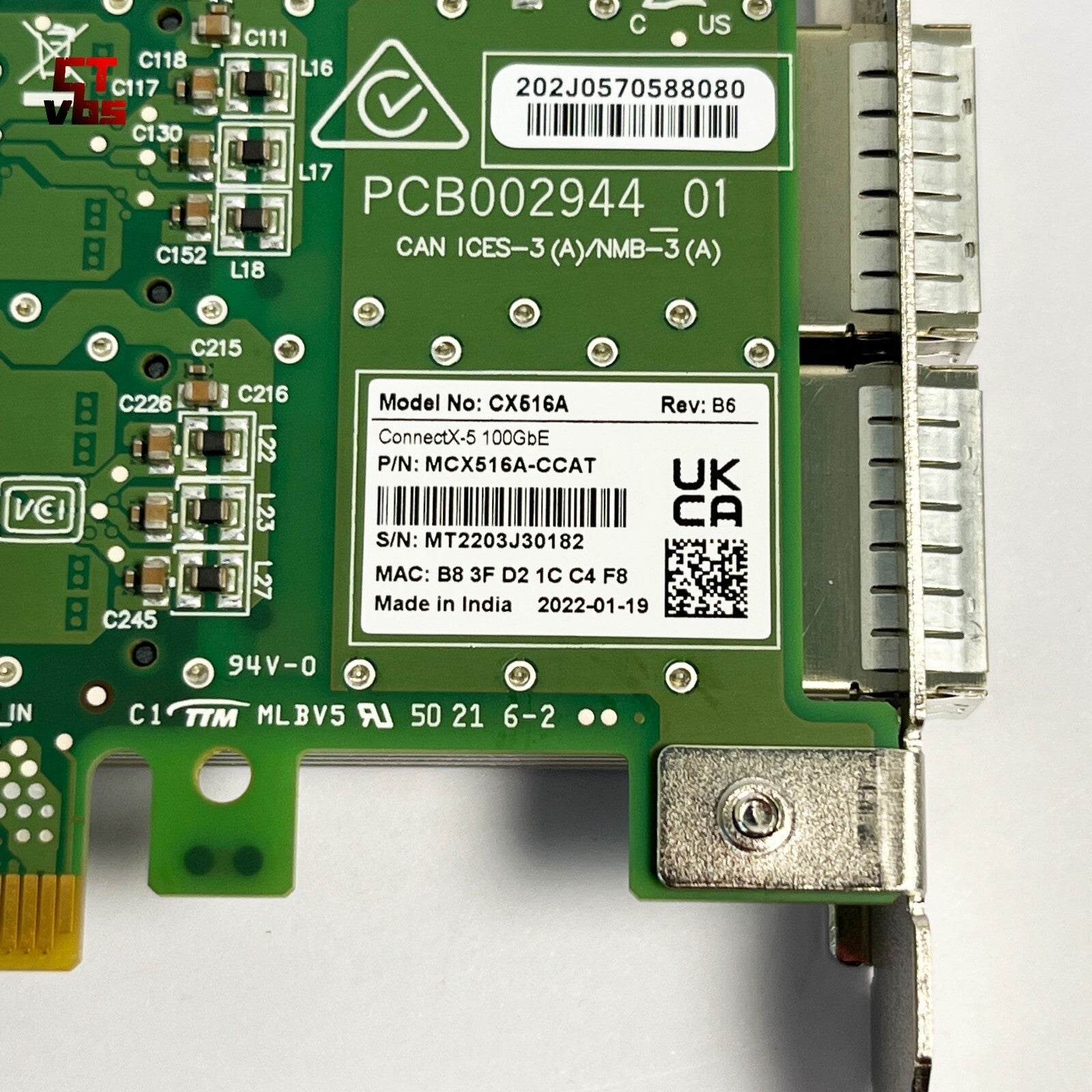 MCX516A-CCAT Mellanox ConnectX-5 EN NIC CX516A 100GbE Dual-Port QSFP28 PCIe 3.0